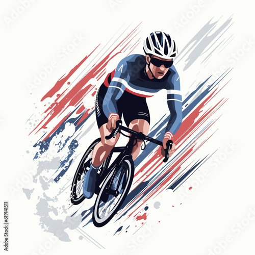 Road cyclist hand-drawn illustration. Cyclist. Vector doodle style cartoon illustration