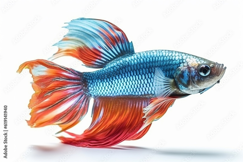 Fototapeta premium .Betta fish on white background.Generative Ai.