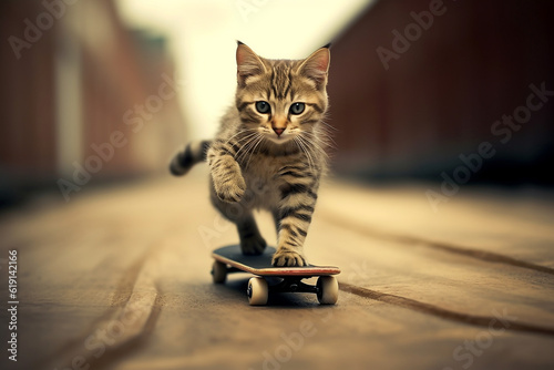 Cat on a skateboard.Generative Ai.