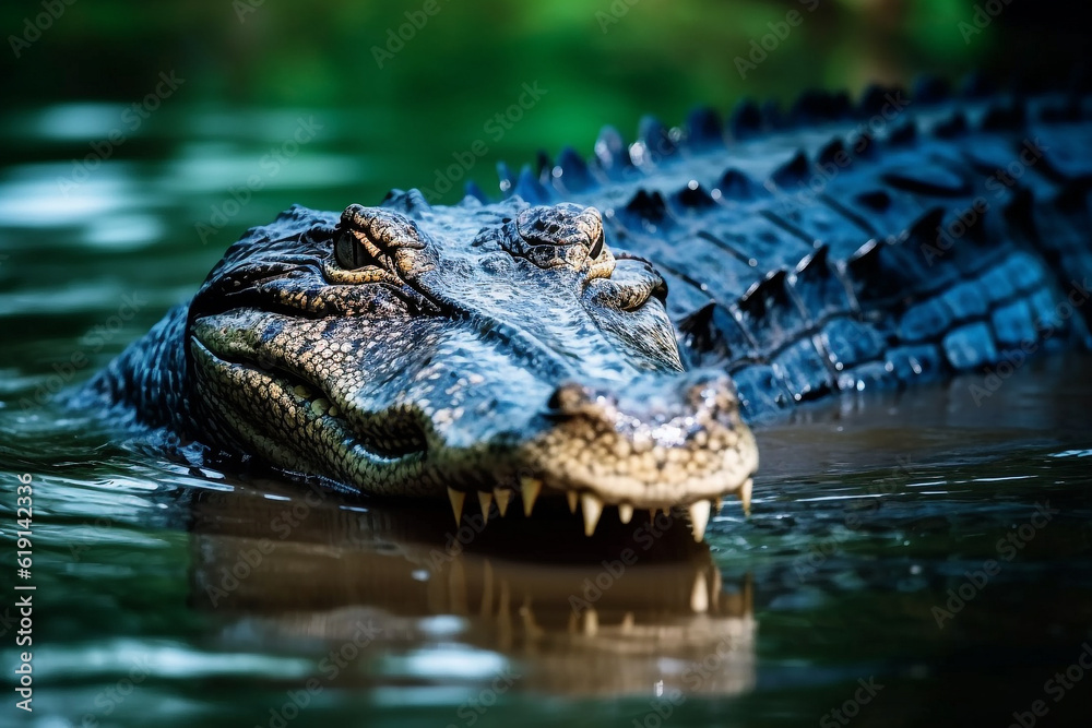 Crocodile in the river.Generative Ai.