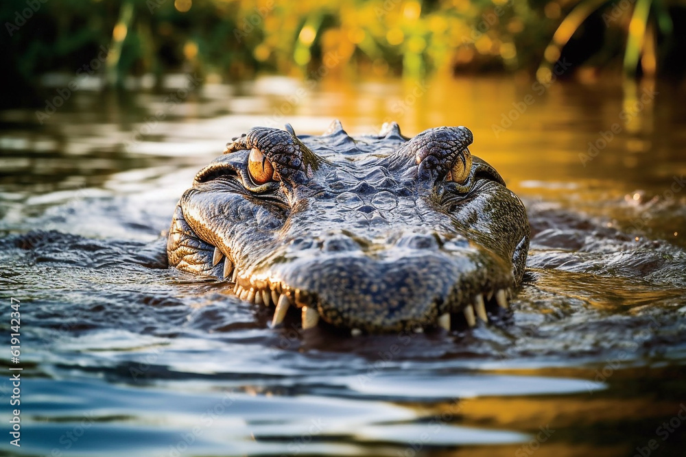 Crocodile in the river.Generative Ai. Crocodile in the river.Generative Ai.