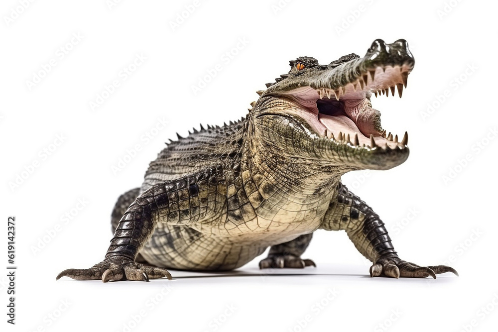 Crocodile isolated on white background.Generative Ai. Crocodile isolated on white background.Generative Ai.