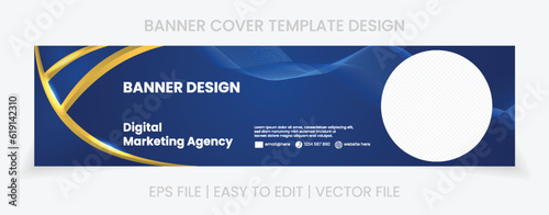 blue banner abstract background linkedin cover social media template vector design