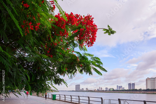 Phonm Penh promenade along the Mekong River, Cambodia photo