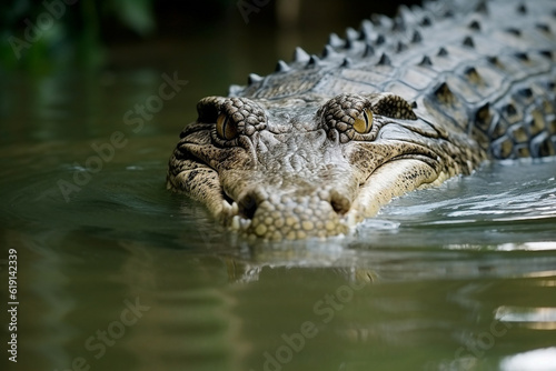 Crocodile in the river.Generative Ai.