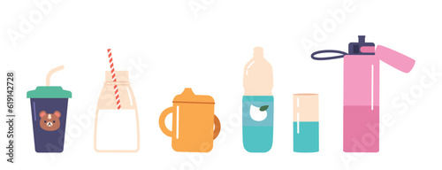 Modern Water Containers Constructed From Bpa-free Plastic. Lightweight, Leak-proof, And Convenient Cups, Bottle, Drinker