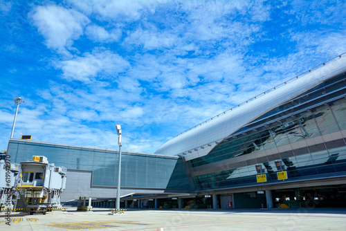 airport terminal beautiful sky background