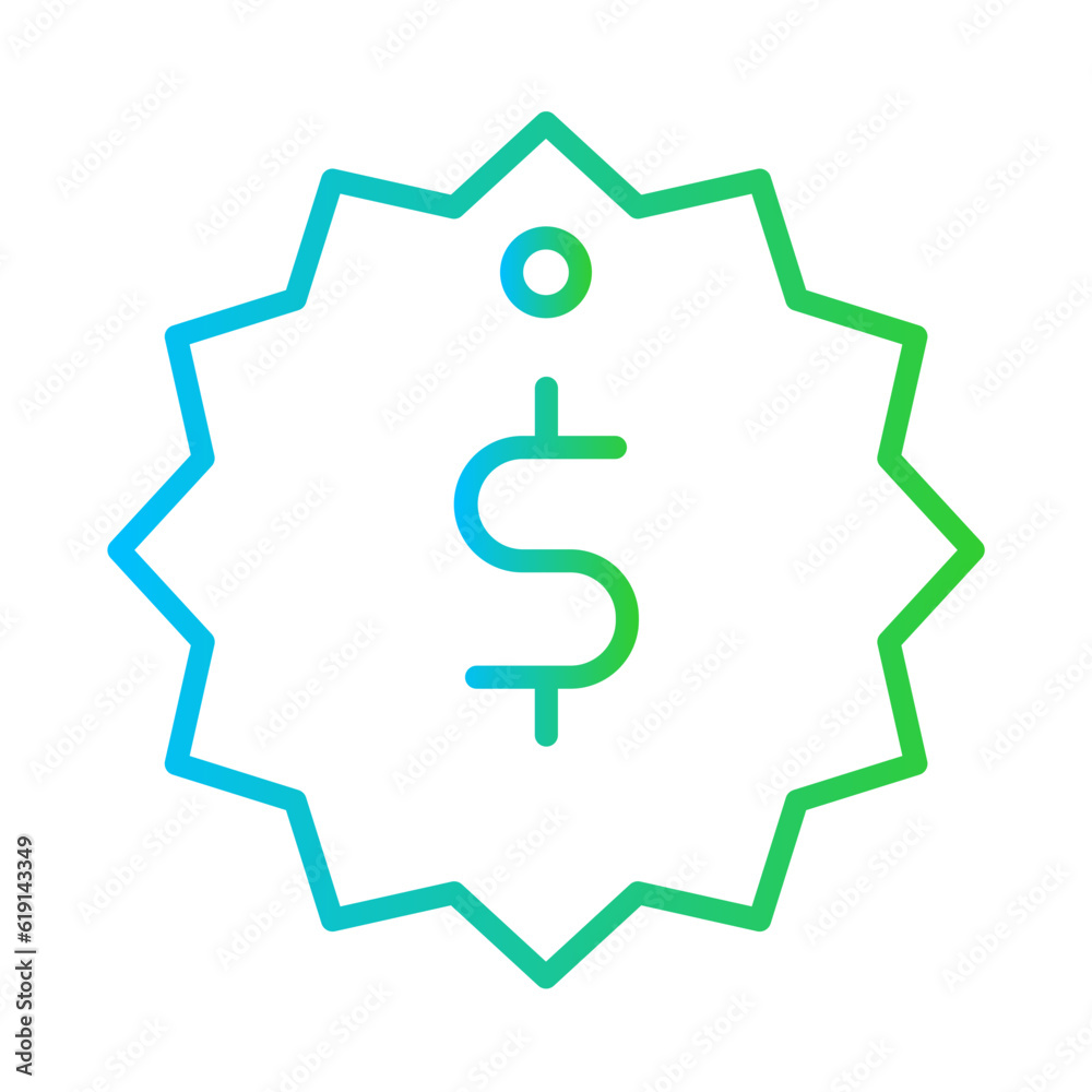 Price Business and Finance icon with green and blue gradient outline style. money, business, payment, commerce, bank, finance, cash. Vector illustration Price Business and Finance icon with green and blue gradient outline style. money, business, payment, commerce, bank, finance, cash. Vector illustration