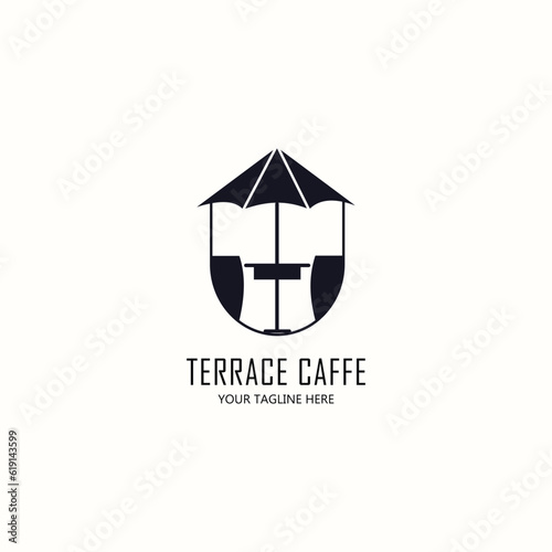 logo terrace coffee line art logo vector concept illustration template design. icon cafes design