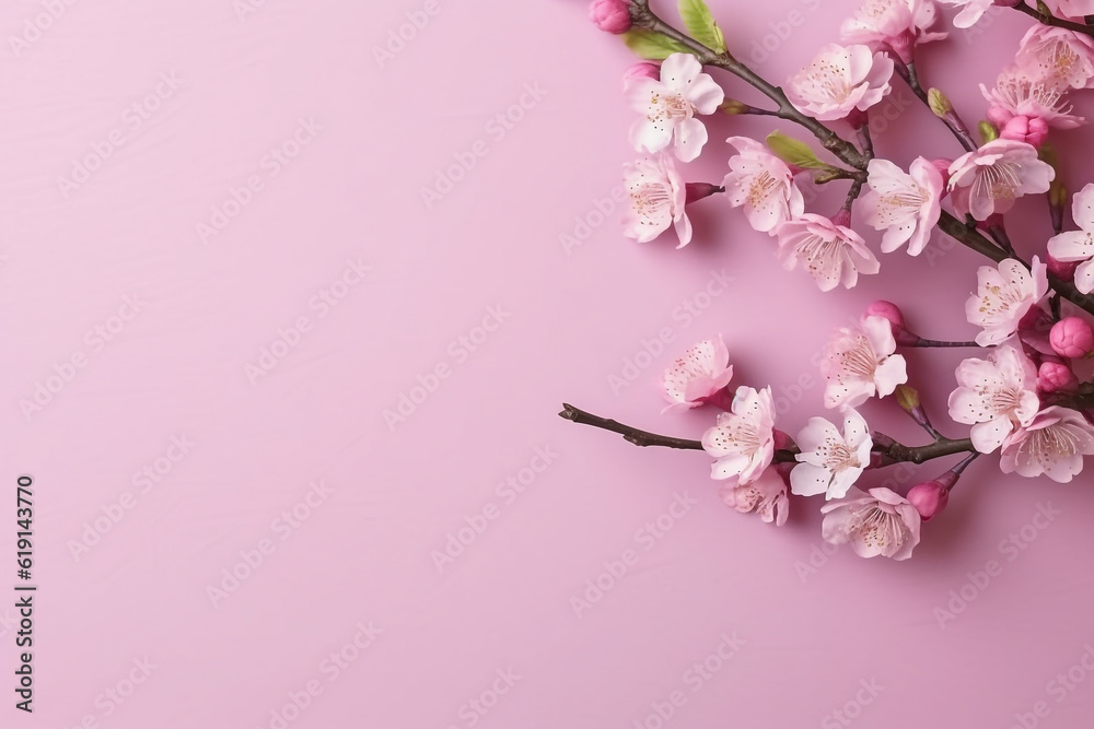 Spring flowers  with colorful background.Generative Ai.