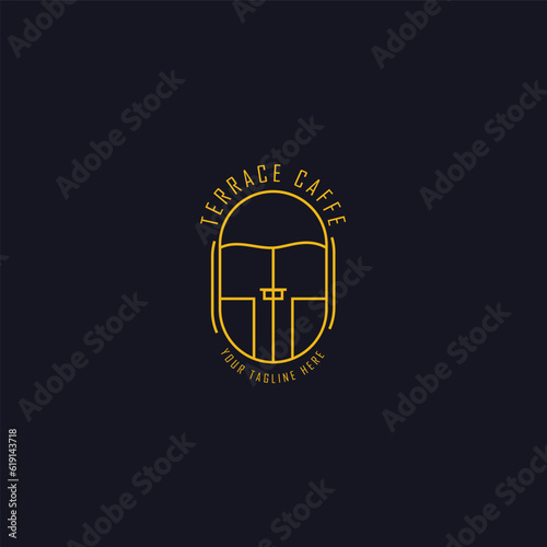 logo terrace coffee line art logo vector concept illustration template design. icon cafes design