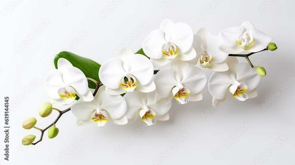 Obraz premium White orchid isolated on white background.Generative Ai.