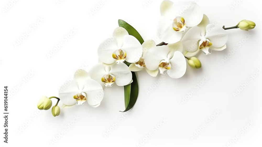 White orchid isolated on white background.Generative Ai. - obrazy, fototapety, plakaty 