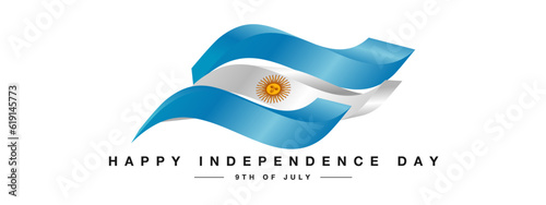 Argentina Independence Day 9th of July with abstract 3d wavy Argentina flag isolated on white background