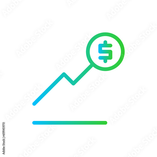 Financial Growth Business and Finance icon with green and blue gradient outline style. profit, increase, investment, success, stock, economy, arrow. Vector illustration