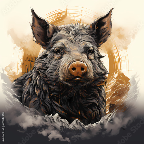 Strong Pig Illustration