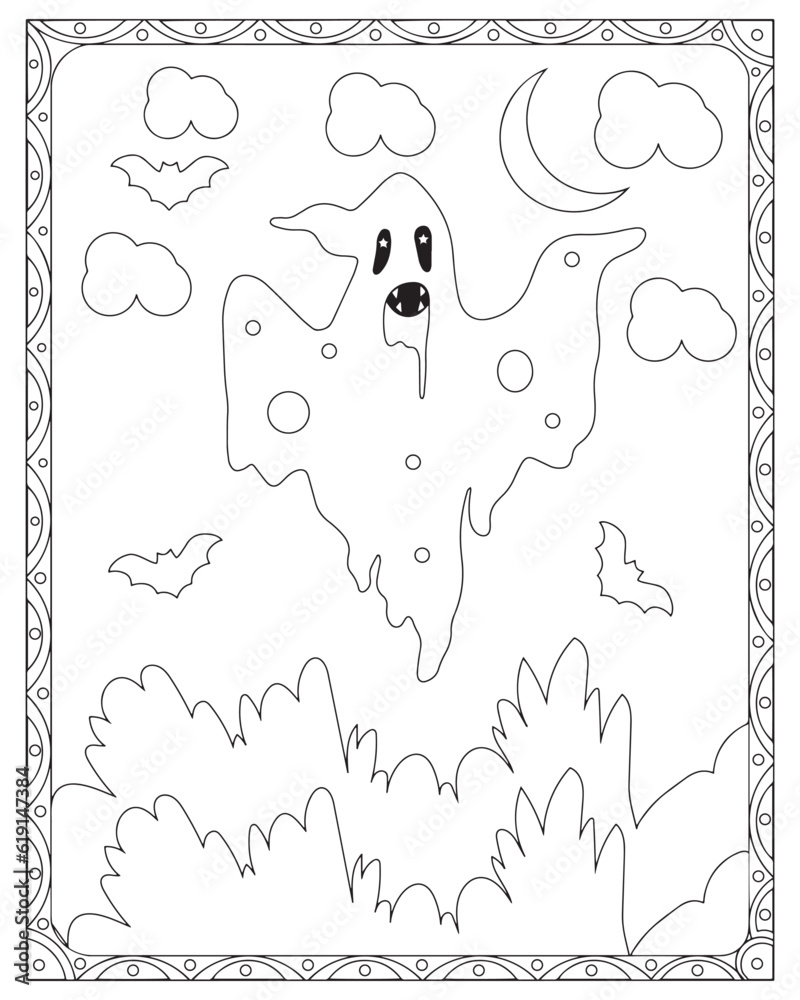 Halloween Coloring Pages for kids, Halloween Ghost Coloring pages for