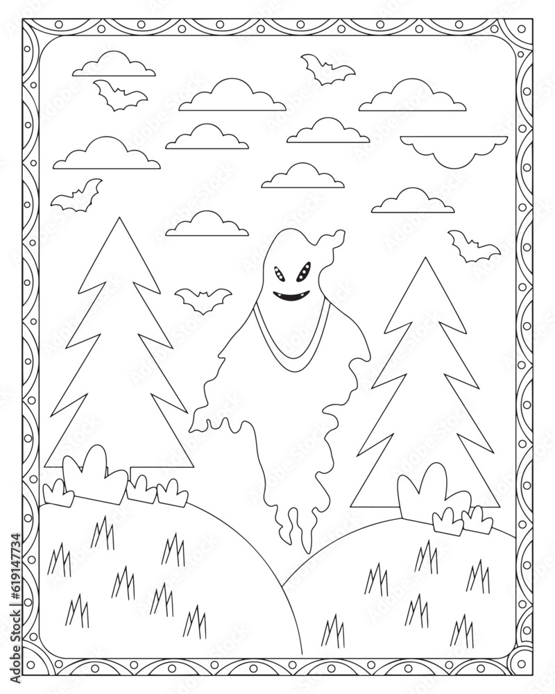 Halloween Coloring Pages for kids, Halloween Ghost Coloring pages for