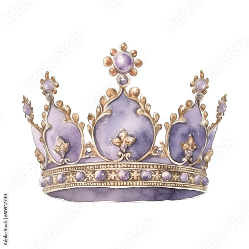 Illustration of a cute lilac crown in watercolor. Generative AI, png image.