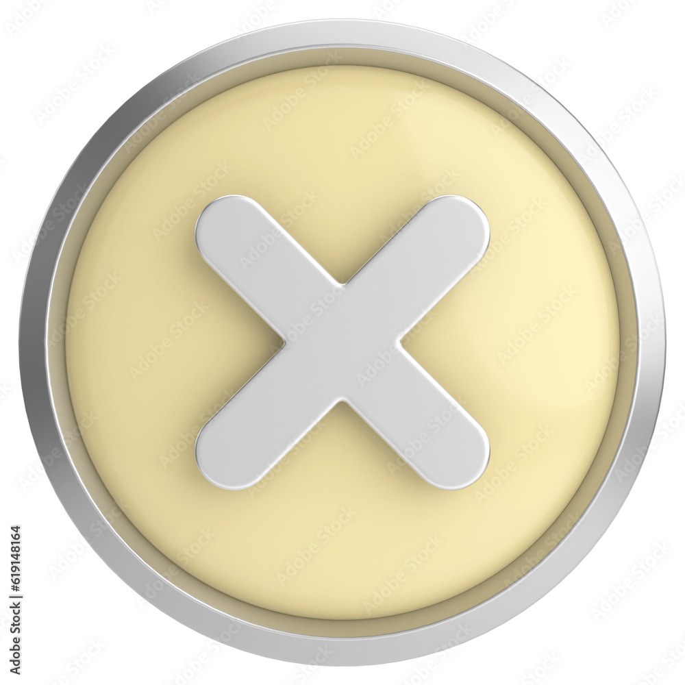 Obraz premium 3D close button. Cross sign. 3D illustration.