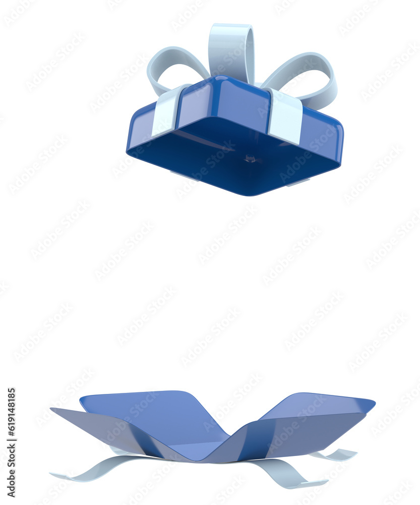 Opened gift box. 3D gift box. 3D illustration. Opened gift box. 3D gift box. 3D illustration.
