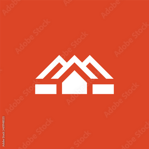 simple modern three roof house logo