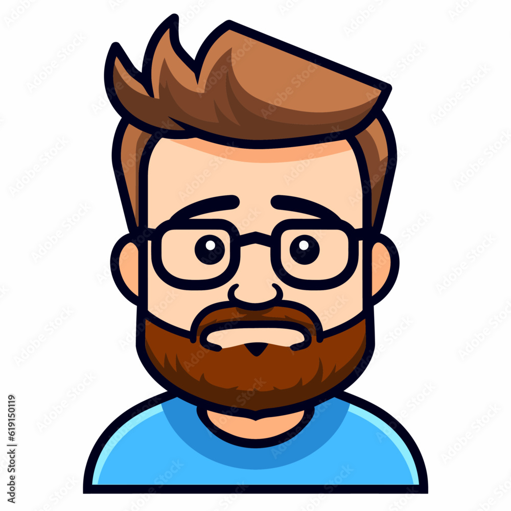 A Vector Bust of A Bearded Man with Glasses Isolated on a White Background A Vector Bust of A Bearded Man with Glasses Isolated on a White Background