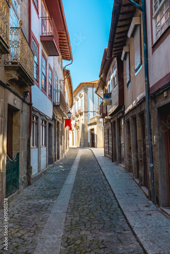 Beautiful streets and architecture in the old town of Guimaraes  Portugal.