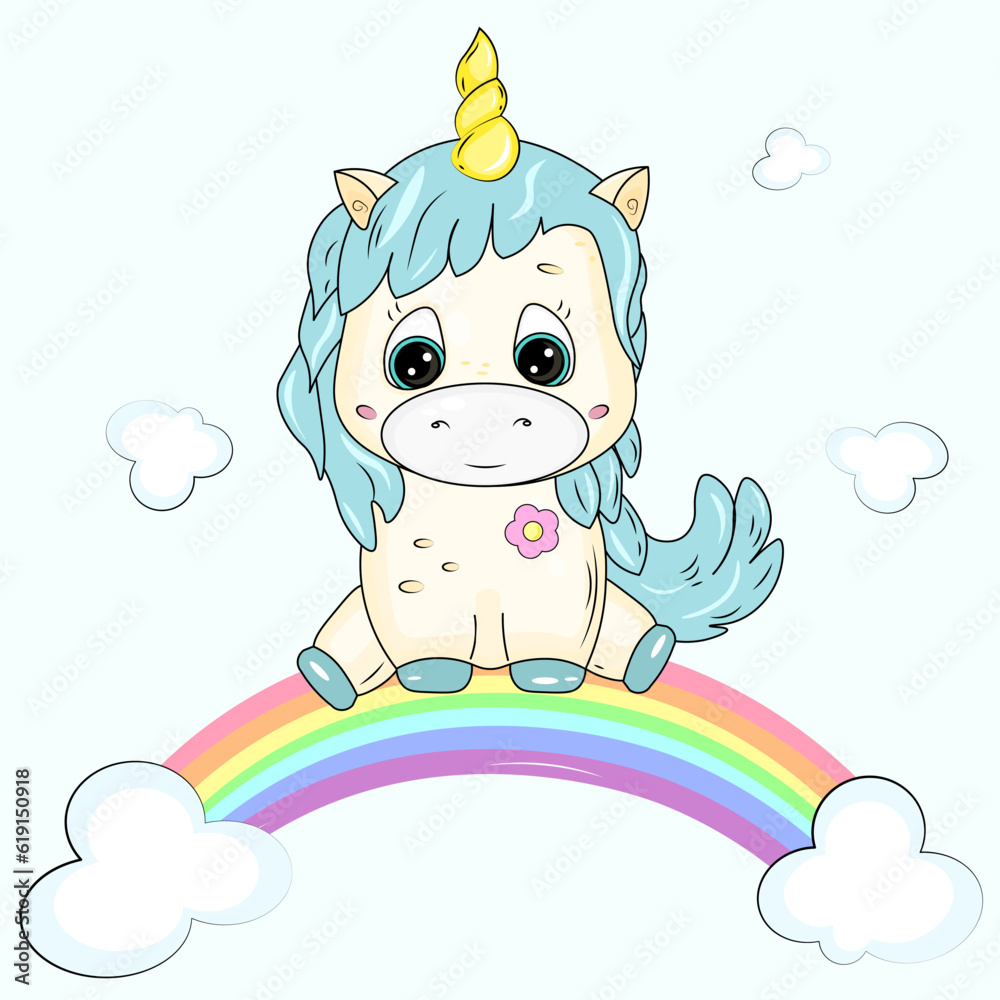 cute cartoon baby unicorn with rainbow cute cartoon baby unicorn with rainbow