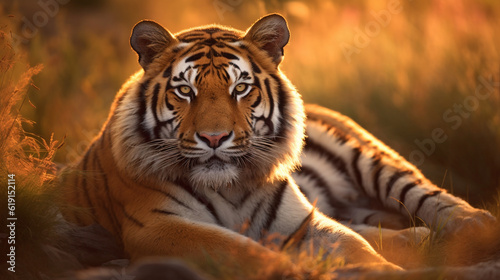 tiger in the jungle HD 8K wallpaper Stock Photographic Image