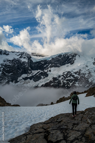person on the top of the mountain