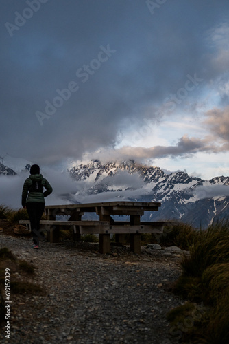 hiker on the top of the mountain