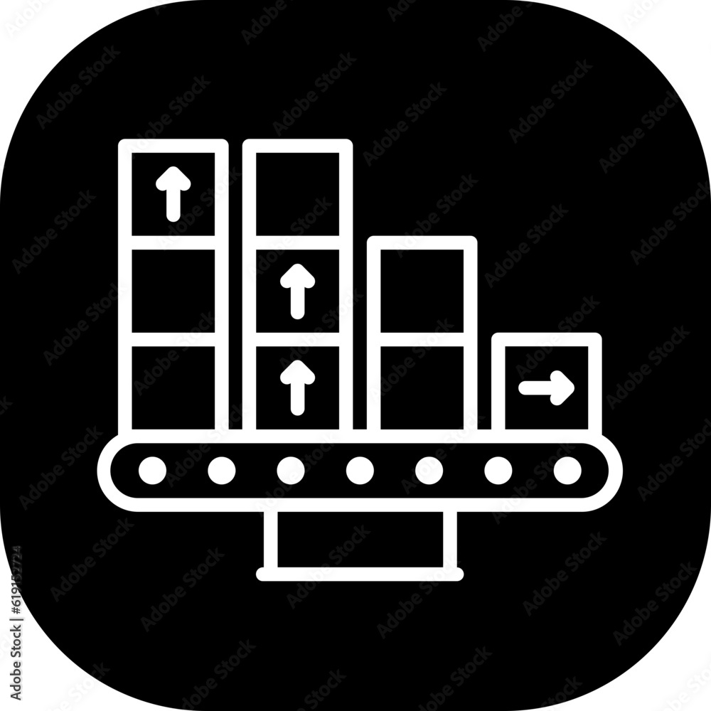 Production Business and Finance icon with black filled outline style. industry, technology, process, factory, environment, engineering, machine. Vector illustration