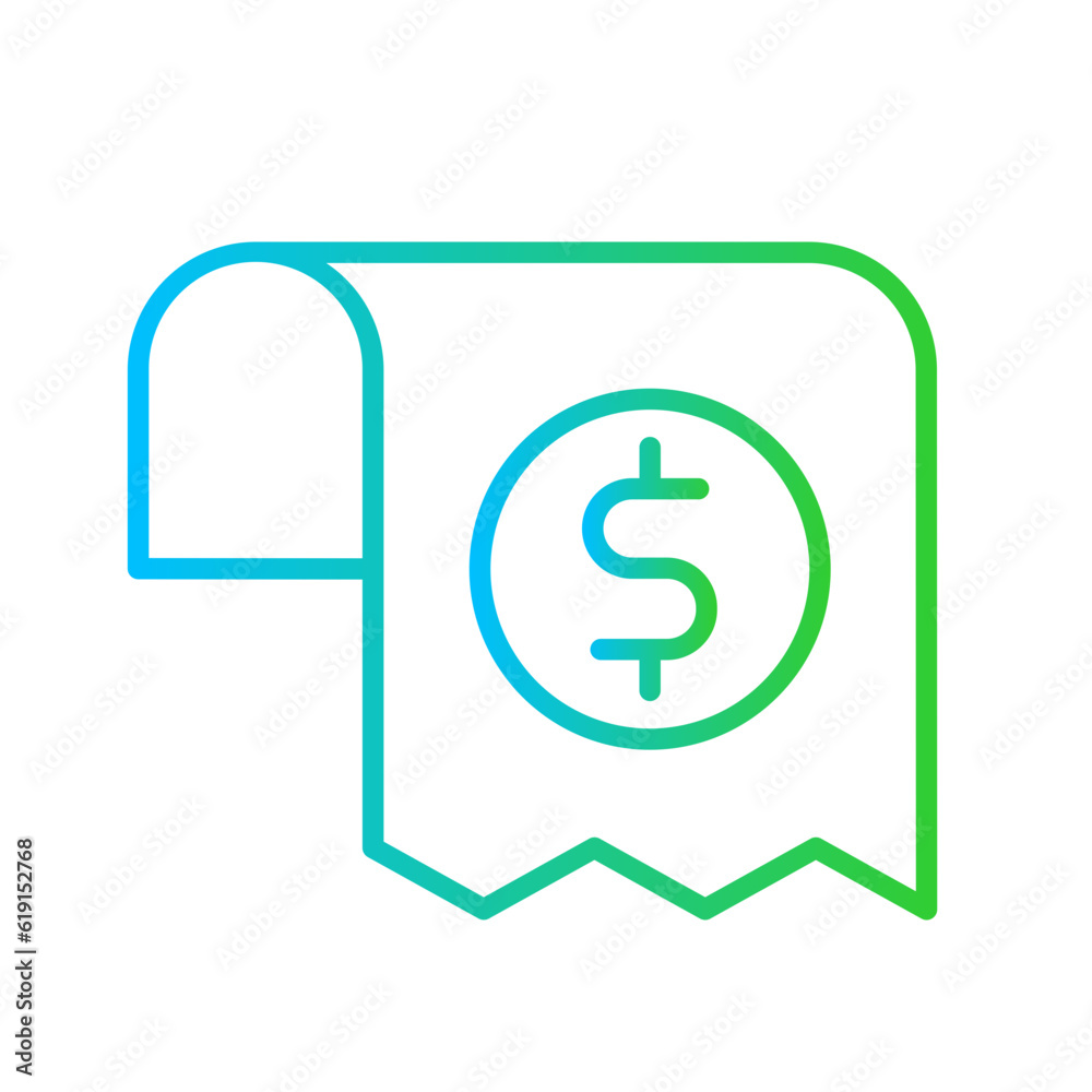 Bill Business and Finance icon with green and blue gradient outline style. payment, document, pay, receipt, paper, credit, check. Vector illustration Bill Business and Finance icon with green and blue gradient outline style. payment, document, pay, receipt, paper, credit, check. Vector illustration