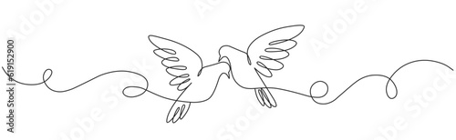 Fotografia, Obraz Couple of dove line art vector illustration