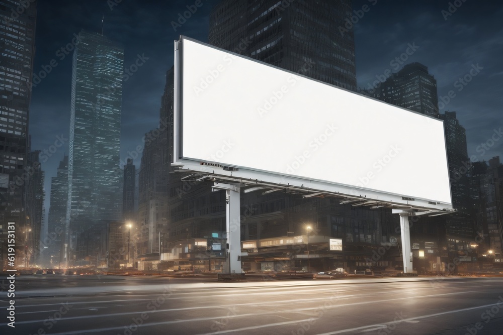 blank billboard with white space in the city made with Generative AI