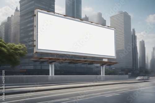 blank billboard with white space in the city made with Generative AI