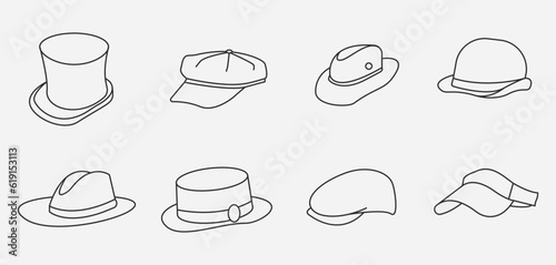 set of hat logo icon design, image hat vintage illustration design