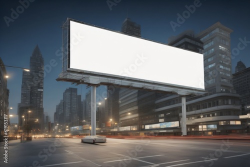 blank billboard with white space in the city made with Generative AI