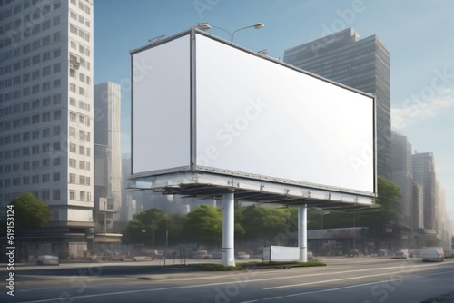 blank billboard with white space in the city made with Generative AI