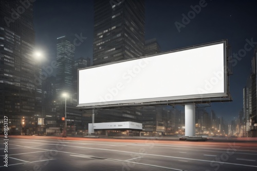 blank billboard with white space in the city made with Generative AI