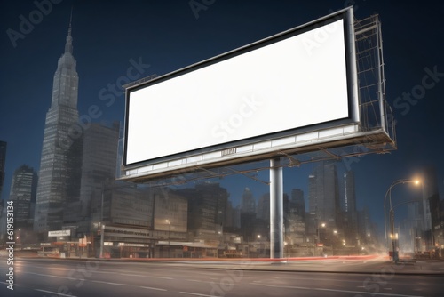 blank billboard with white space in the city made with Generative AI