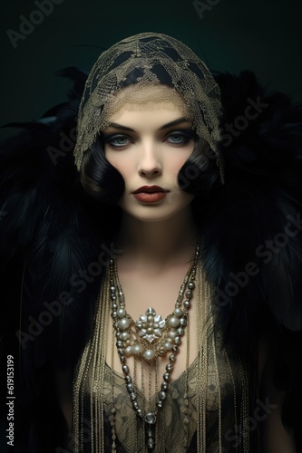 1920's glamour girl. AI-generated art.