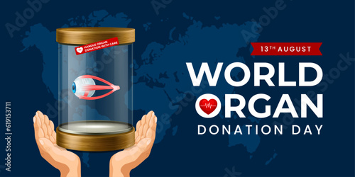 World organ donation day with eye for transplantation, saving lives, artwork, print, doodle, vector illustration (Vector)