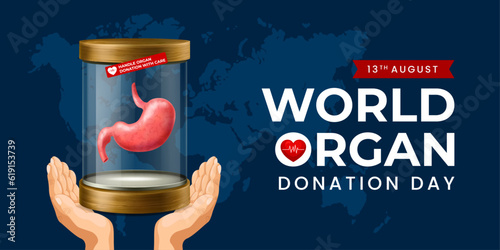 World organ donation day with stomach for transplantation, saving lives, artwork, print, doodle, vector illustration (Vector)