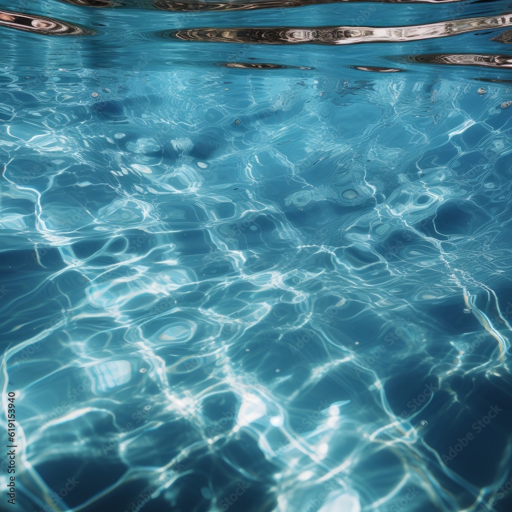reflections inside a pool with transparent water. Concept of summer and refreshing