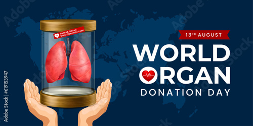 World organ donation day with lungs for transplantation, saving lives, artwork, print, doodle, vector illustration (Vector)