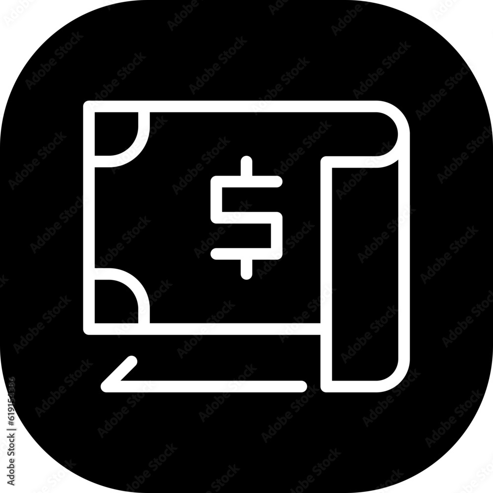 Money Cash Business and Finance icon with black filled outline style. money, dollar, investment, savings, financial, salary, paper. Vector illustration