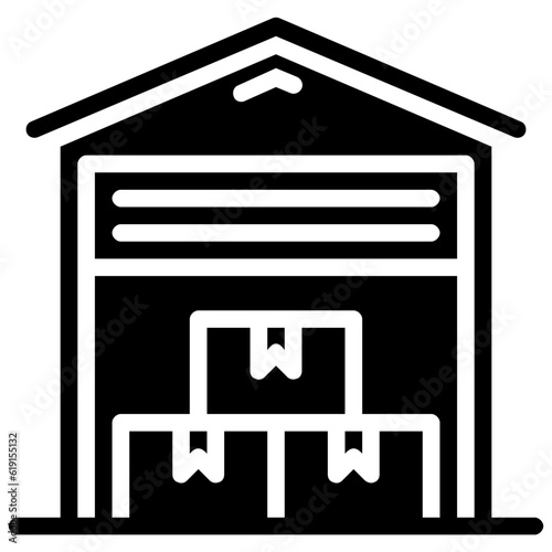 warehouse glyph vector icon