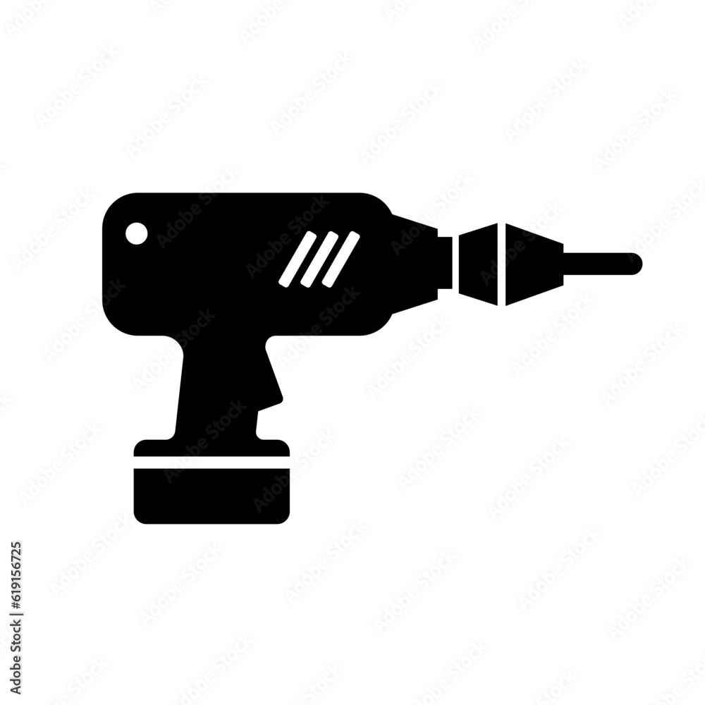 electric drill isolated on white, drill, screwdriver, vector icon electric drill isolated on white, drill, screwdriver, vector icon
